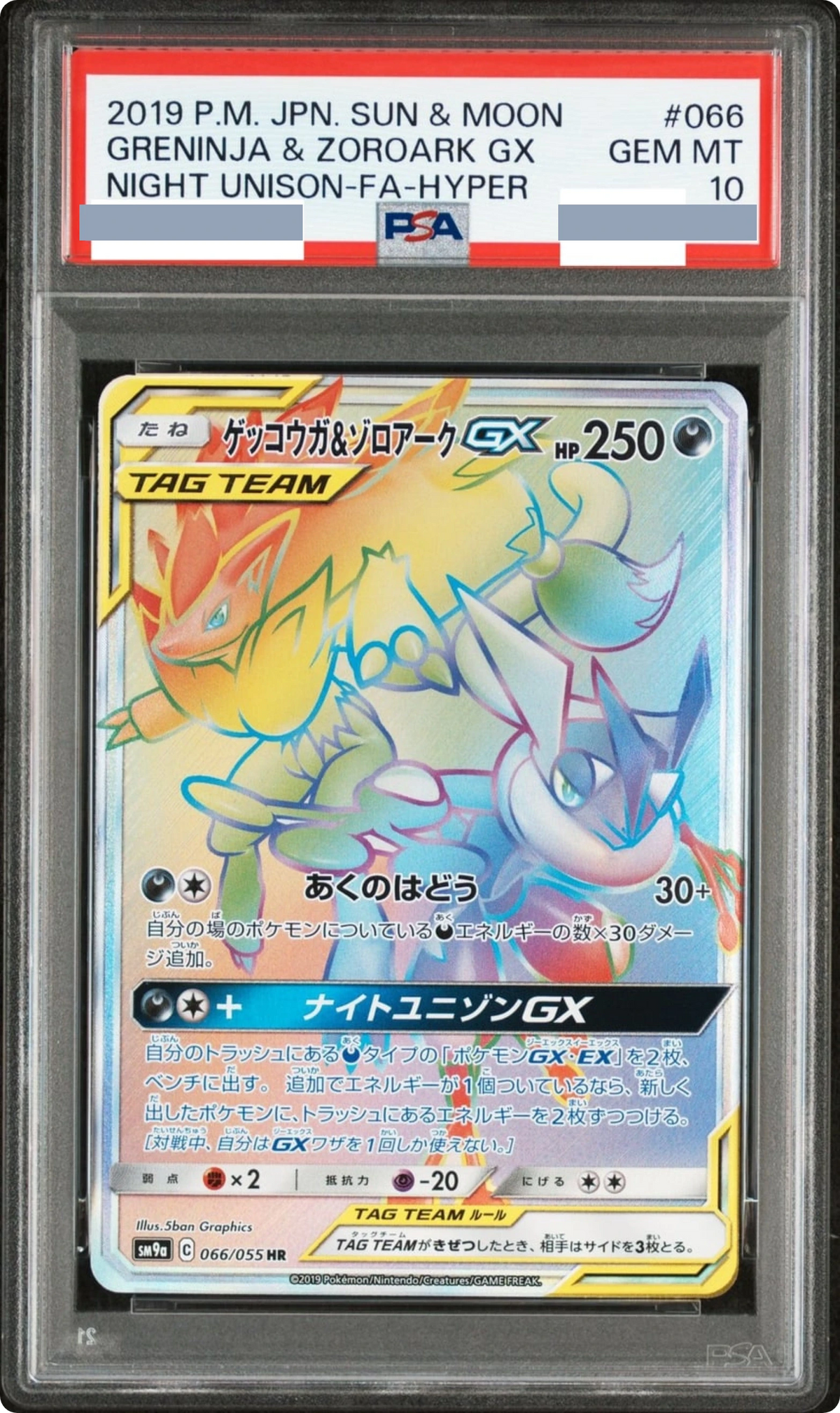 2019 Greninja & Zoroark GX HR [SM9A 066/055] JP PSA 10