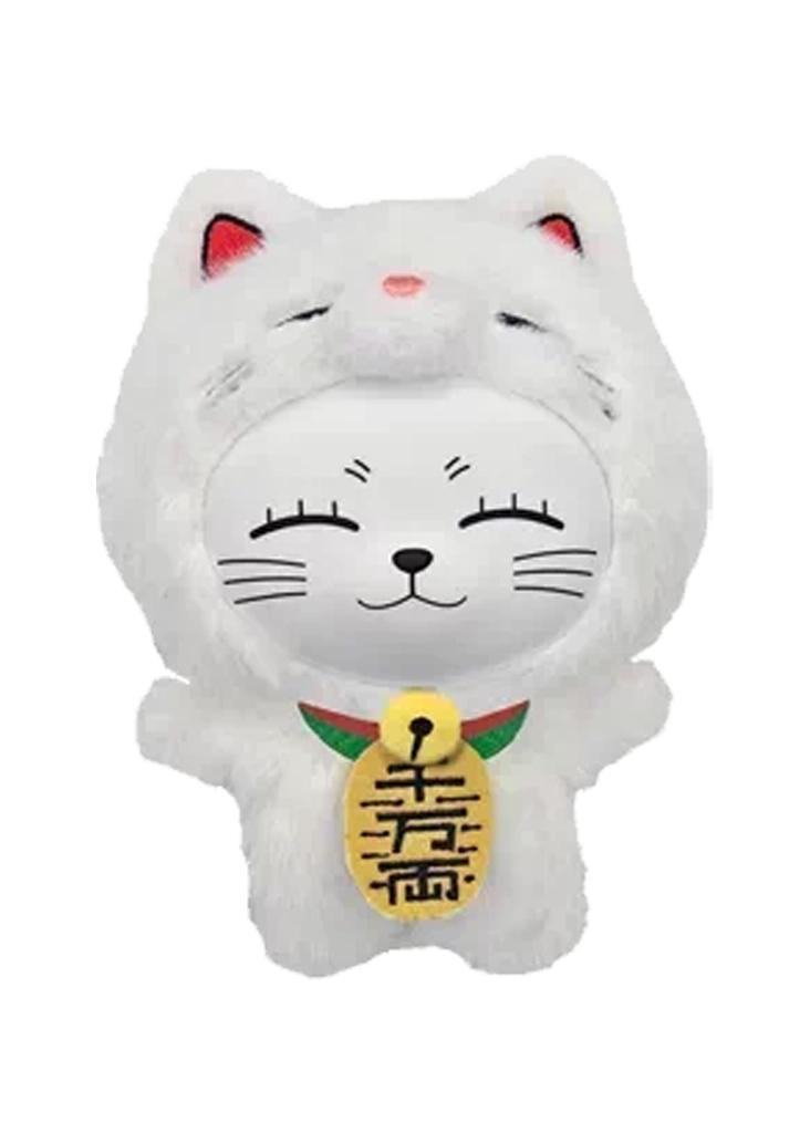 White Turbo Granny Lucky Cat Plush Pendant (15 cm) — SUNRISEPOP